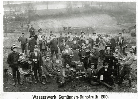 Bau des Wasserwerks in Gemünden-Bunstruth, 1910