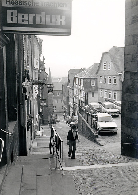 Die Straße Am Hirschberg in Marburg, 1977