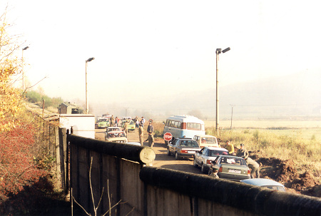 Verkehrschaos nach Grenzöffnung in Philippsthal, 12.11.1989