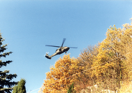 Hubschrauber des Bundesgrenzschutzes über Philippsthal, 12.11.1989