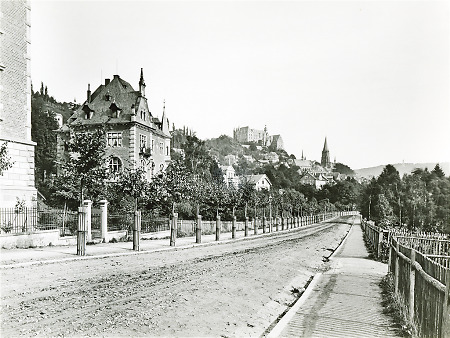 Die Marburger Universitätsstraße von Westen (Wilhelmsplatz), nach 1890