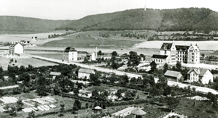 Blick von der Marburger Oberstadt auf das neue Biegenviertel, um 1900