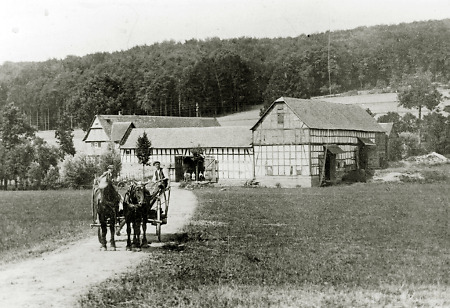Fuhrwerk vor der Straßmühle bei Hachborn, um 1925?