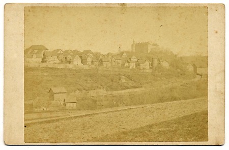Ansicht auf Wildungen mit Schloss Friedrichstein, 1875