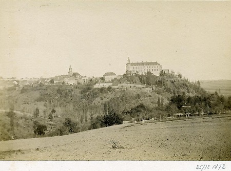 Wildungen mit der Stadtkirche und Schloss Friedrichstein von Südosten, 1872