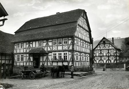 Bauernhaus in Lautenhausen Auf der Röth 2 bei Hersfeld, vor 1955