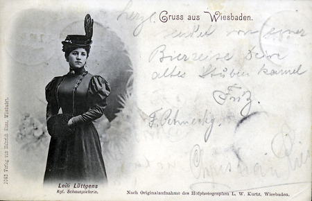 Die Königliche Schauspielerin Leili Lüttgens in Wiesbaden, um 1902