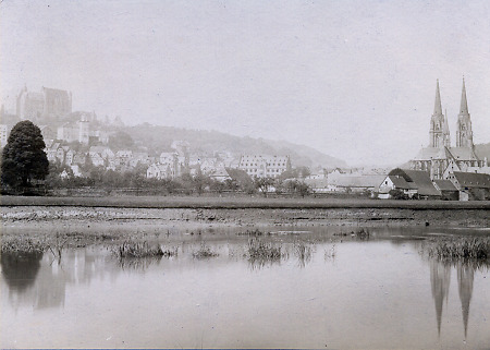 Ansicht von Marburg vom östlichen Lahnufer, 10. April 1884