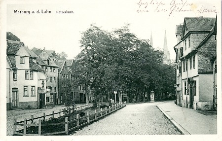 Ansicht der oberen Ketzerbach in Marburg, 1909