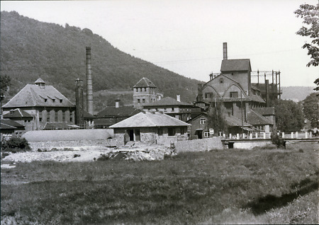 Gaswerk von Marburg im Afföller, um 1930