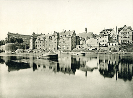 Ansicht der Altstadt von Kassel von der Fulda aus, vor 1914