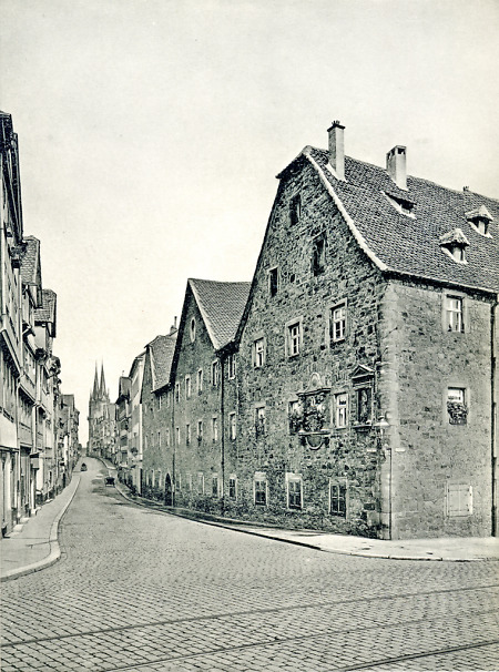 Die „Oberste Gasse“ in der Kasseler Altstadt Ecke Steinweg, vor 1914