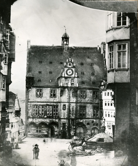 Der Marburger Marktplatz mit dem Rathaus, vor 1861