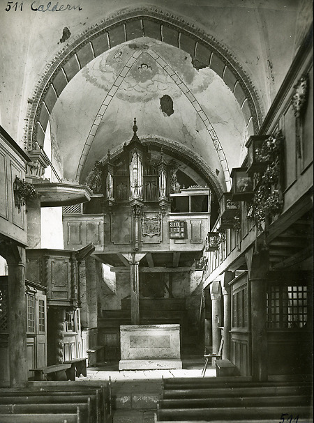 Das Innere der Kirche in Caldern, um 1885