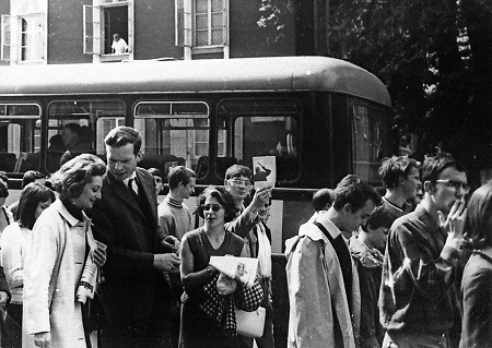 Studentische Demonstration in Gießen gegen die Notstandsgesetze, Mai 1968