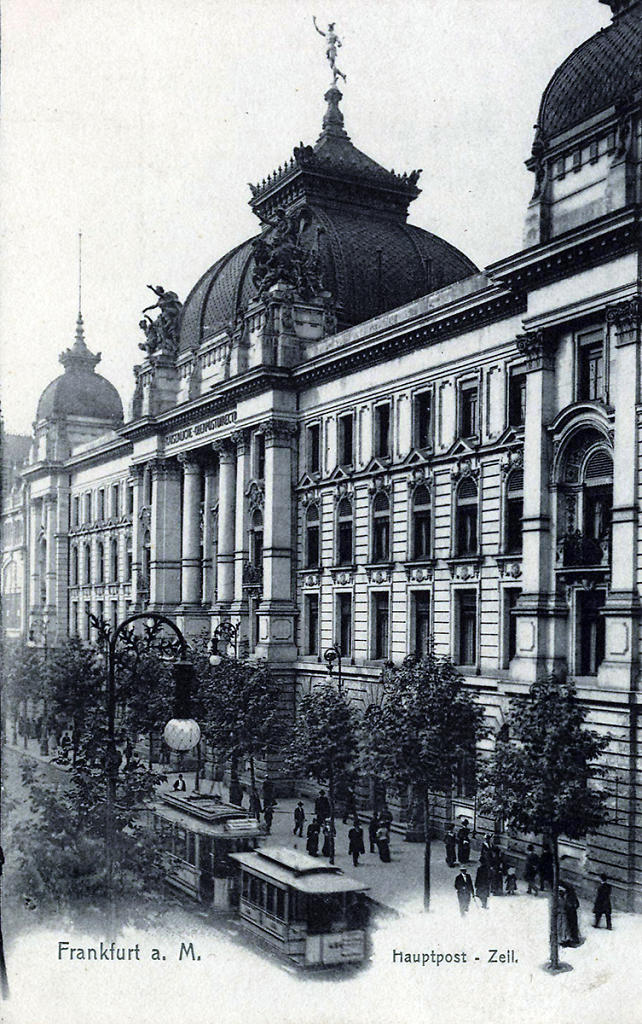 Postkarte mit der Kaiserlichen Oberpostdirektion auf der Frankfurter Zeil, um 1900 ?