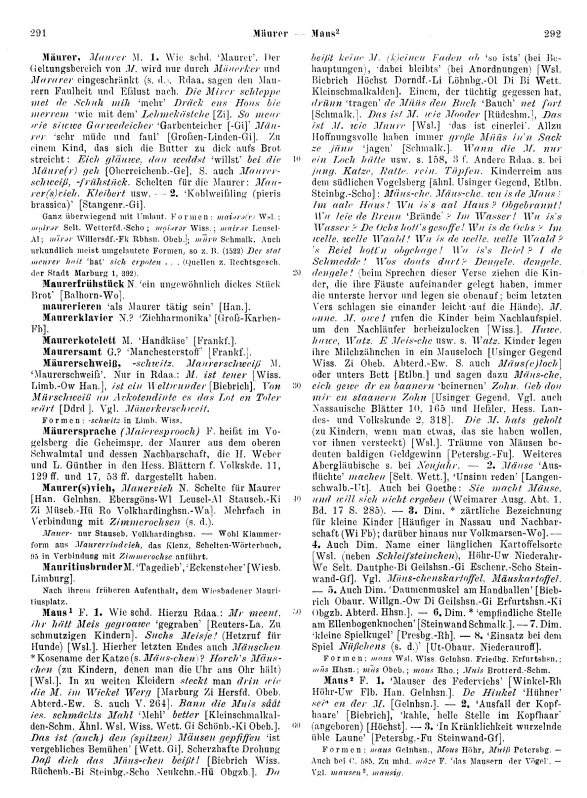 Zum Vergrößern bitte klicken Seitenanzeige: Band 2, Spalten 291–292