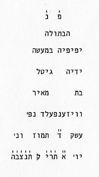 Hebräische Transkription der Inschrift