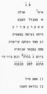 Hebräische Transkription der Inschrift