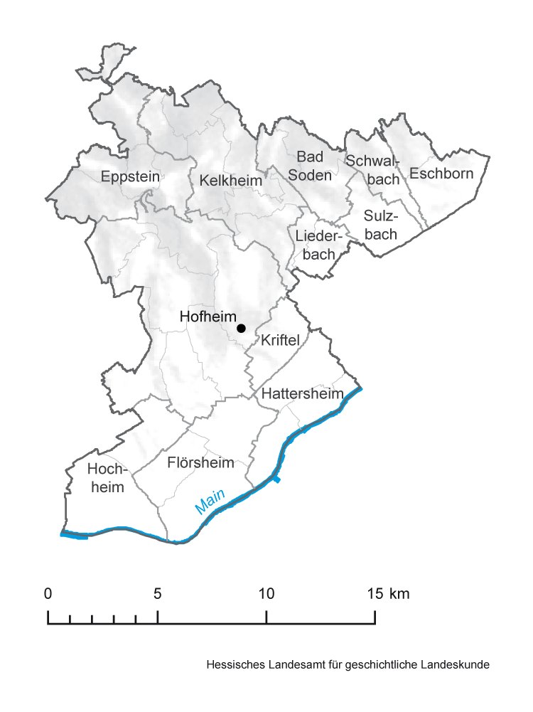 Main-Taunus-Kreis: Karte mit Gemeinde- und Gemarkungsgrenzen
