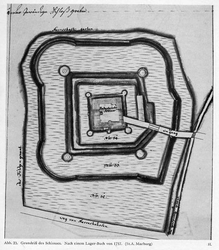 Grundriss des Schlosses Babenhausen, 1757