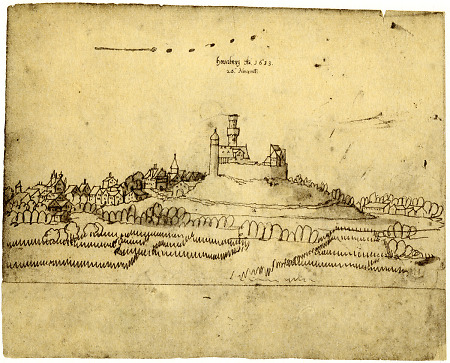 Ansicht von Homburg vor der Höhe von Norden, 1633
