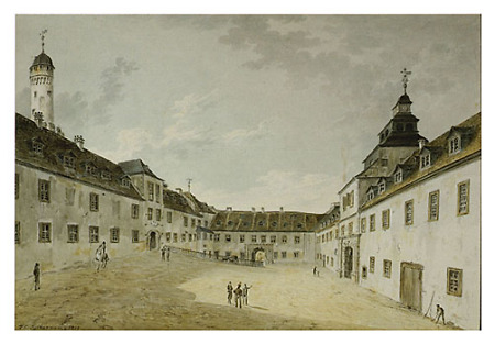 Blick in den unteren Schlosshof, 1819