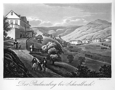 Blick vom Paulinenberg nach Schwalbach., um 1830