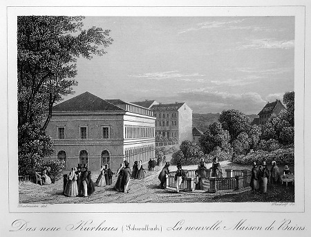 Ansicht von Brunnen und Neuem Kurhaus, 1844