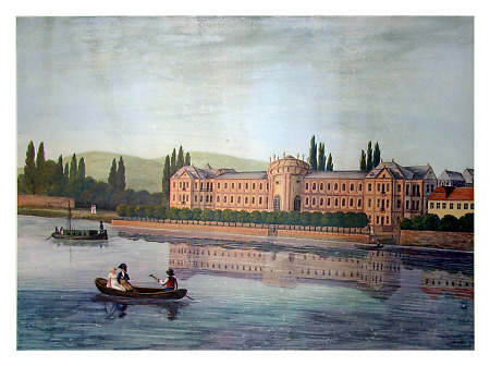 Schloss Biebrich von der Rheinseite gesehen, um 1820