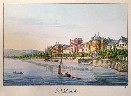 Ansicht des Biebricher Schlosses von der Rheinseite, 1829