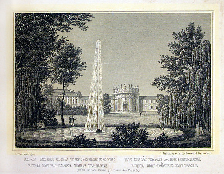 Gartenansicht von Schloss Biebrich, um 1833