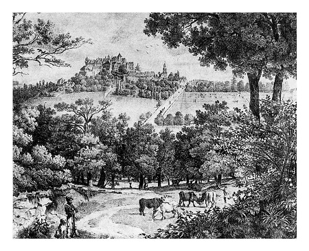 Blick auf Braunfels mit Schlossberg und Herrngarten, um 1800