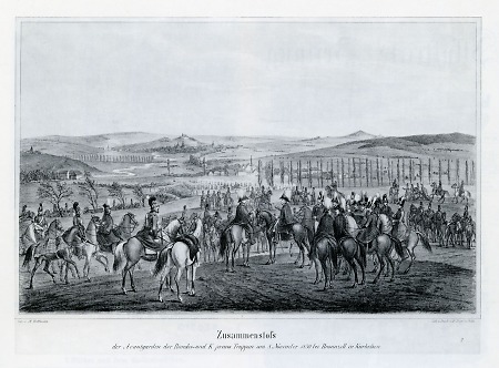 Gefecht bei Bronnzell am 8. November 1850 mit Bronnzell und Fulda im Hintergrund, nach 1850