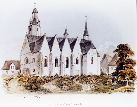 Ansicht der Markuskirche mit Umgebung von Südwesten, 1859