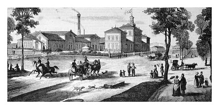 Ansicht des Bahnhof Darmstadt (Ausschnitt), 1846