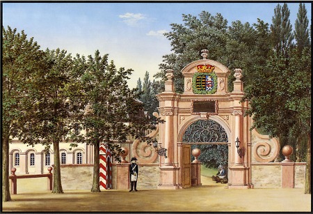 Ansicht des Haupteingangs in das Großherzogliche Bosquet, 1846