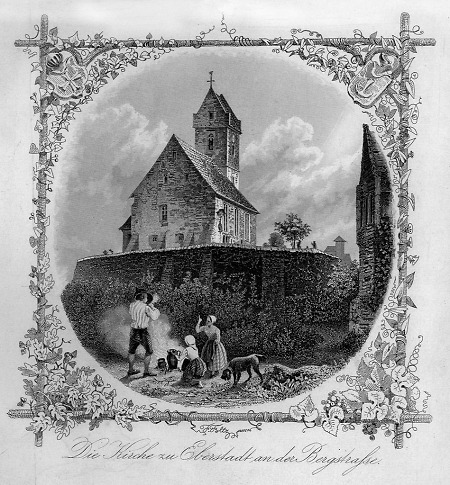 Ansicht der Kirche zu Eberstadt, 1849