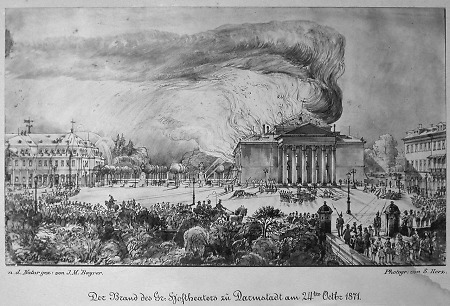 Ansicht des brennenden Hoftheaters am 24. Oktober 1871, 1871