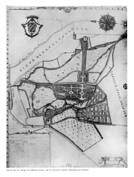Plan der Anlage des Schlosses Stockau in Dieburg, 1789