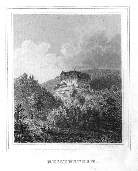 Ansicht der Burg Hessenstein, 1850