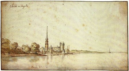 Eltville vom Rhein aus gesehen, um 1636