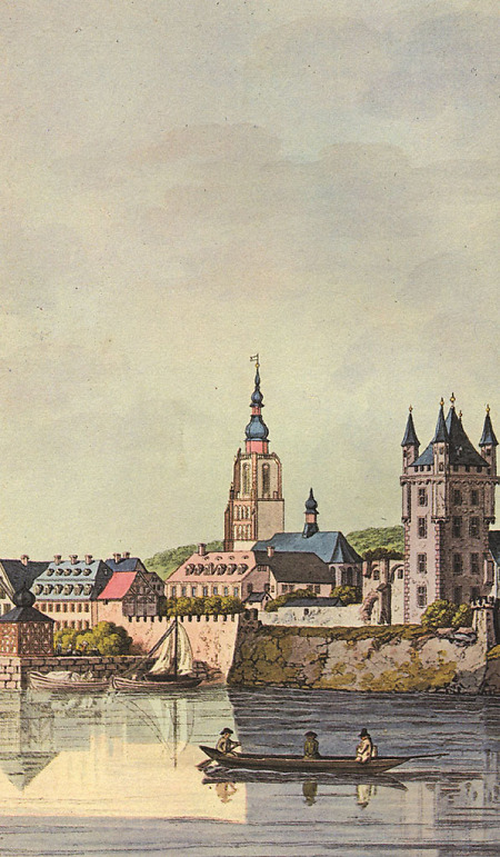 Bilddetail aus Ansicht Eltvilles vom südöstlichen Rheinufer, 1792