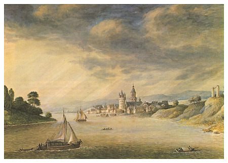 Gesamtansicht vom Rhein aus, um 1800