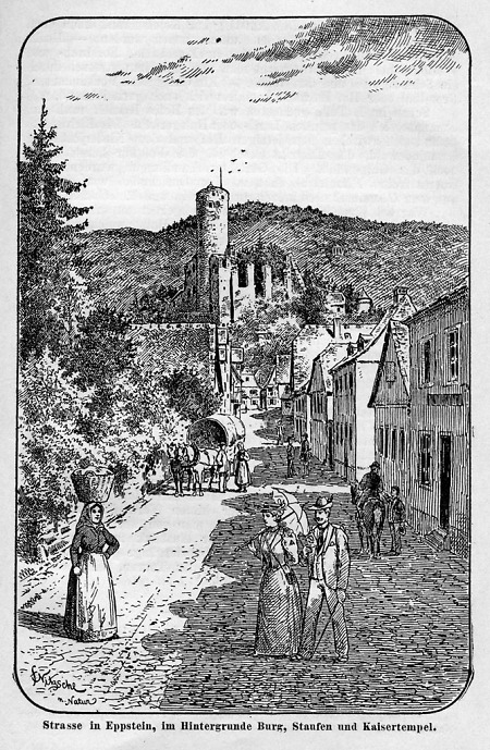 Blick durch Eppstein Richtung Burgruine, 1896