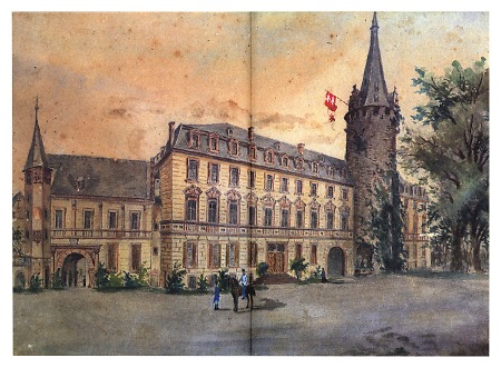 Hofansicht des Schlosses Erbach, um 1880