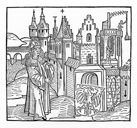 Ansicht Frankfurts mit König, 1492