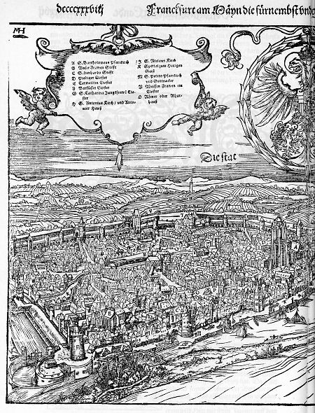 Linke Blidseite der ersten Ansicht Frankfurts aus der Vogelschau, 1588