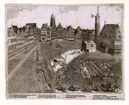Feierlichkeiten anlässlich der Krönung Karls VI. am 22. Dez. 1711 auf dem Römerberg:  Verrichtung der Erzämter, 1711