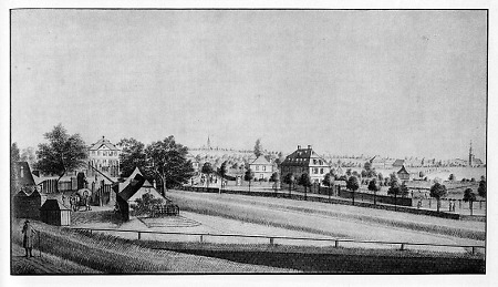 Ansicht der Gartenhäuser vor dem Friedberger Tor, um 1782